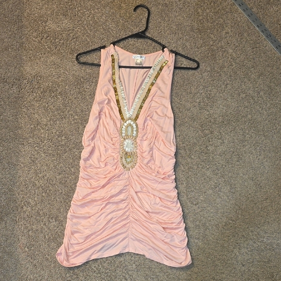VENUS Pink Halter Mini Dress with Ruched Details - Picture 1 of 4